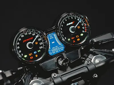 retro-style digital twin-dial dash